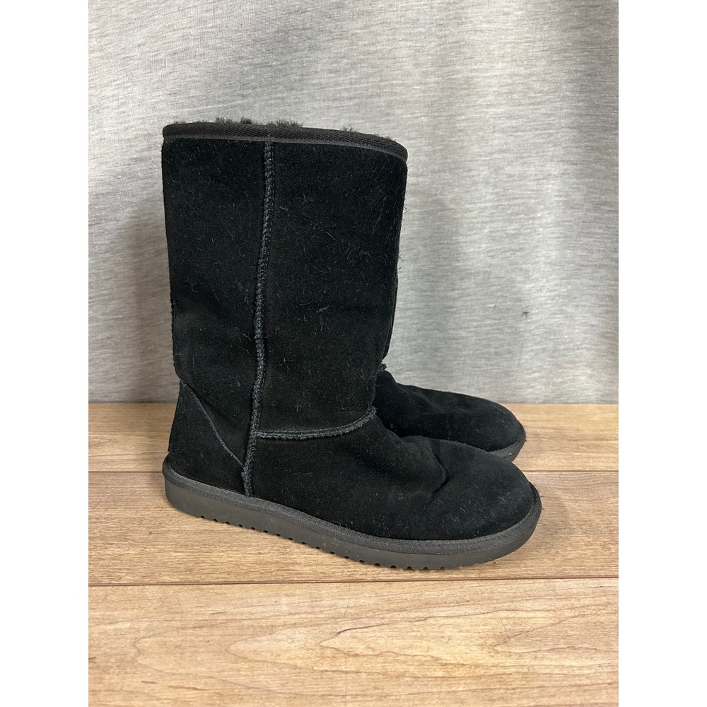 Koolaburra by UGG Victoria Short Black Suede Fur Lined Winter Boots Womens 10